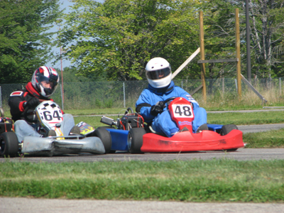 Mike racing Don at Thompson Kart Raceway